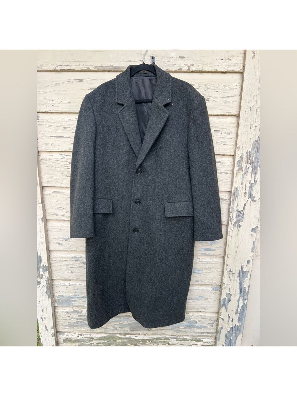 London Fog 100% Wool Men’s Winter Trench Career Business Overcoat Car Coat 44Reg